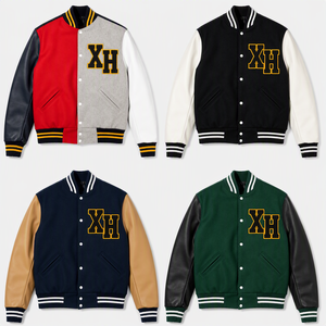 Custom Letterman Varsity <b>Jacket</b> <b>Men</b> Leather Sleeve Chenille Patch Wool Blend Colorblock <b>Baseball</b> Bomber Coat - Product Image 1