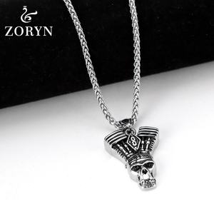 Pendentif Crâne en Acier Inoxydable V8 pour Motard, Style Gothique Punk Viking Occulte, Bijou Tendance en Acier Titane pour Homme - Product Image 2