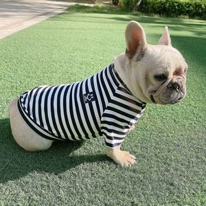 犬と猫用韓国スタイル夏コットンTシャツXSサイズクラシックストライプスウェットシャツ通気性ペット犬ファミリードレス - Product Image 5