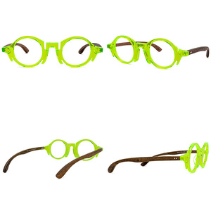 Classique Rétro Unisexe Gentleman Acétate Rond Cristal Blanc <span class=keywords><strong>Bois</strong></span> Temple Spectacle Cadres Lunettes - Product Image 2