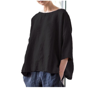 2024女性服コットンリネンルーズトップ多目的な芸術的レトロブラウス - Product Image 4