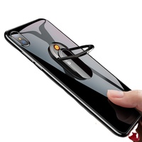 Encendedor usb recargable, soporte para teléfono móvil, novedad