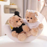 Ours en peluche du fabricant, robe de couple, jouet en peluche doux pour la Saint-Valentin, décorations de mariage, remplissage en coton PP