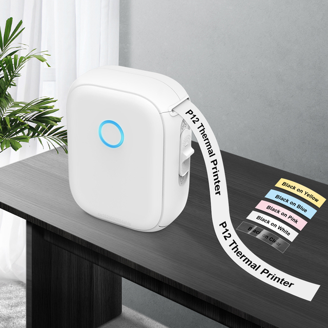 Marklife P12 Portable Mini Adhesive Sticker Labeling Machine Sticker Printer Label Printer Thermal Printer with Continuous Tape