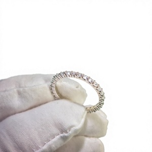 Bague Éternité en Argent Sterling S925 avec Moissanite, Sertie de Griffes Rondes, Bijoux Fins - Cadeau pour Femme, Anniversaire, Mariage - Product Image 3