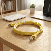 Kabel Ethernet Cat7 SFTP Terlindung Aluminium Foil+Jalinan Kawat Tembaga Telanjang 26AWG Konektor RJ45 Berlapis Emas Jaket PVC LSZH 1m Gigabit