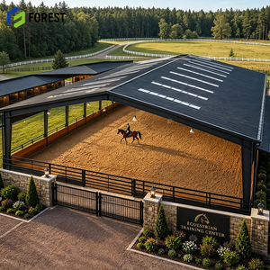 Estructura de Acero Pre-fabricada sin Columnas para Arena Ecuestre, Pabellón Modular de Entrenamiento de Equitación con Gran Altura de Despejo - Product Image 1