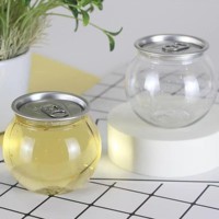 Bouteille en plastique PET 210ml 250ml 420ml, canettes avec couvercle à clipser en aluminium SOT pour logo personnalisé, pour jus, boissons, pots à gâteaux, forme ronde