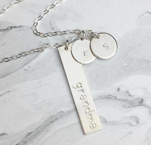 Custom Stainless Steel Friendship Family Christmas Birthday Gift Engraved Bar Disc Mama Mom <strong>Grandma</strong> Necklace <strong>Jewelry</strong> - Product Image 6
