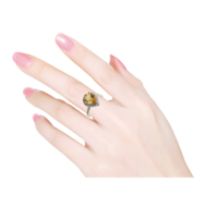 Nouveautés tendance : Bague en quartz jaune avec pierres précieuses pour femme, idéale pour les soirées