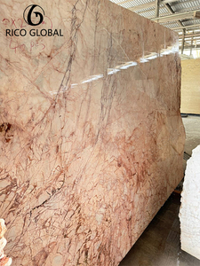 RICO GLOBAL - Losa Grande de Mármol Calcita Pulido Rosa Claro con Vetas Rojas para Decoración de Paredes Interiores de Cocina y Pisos - Product Image 2
