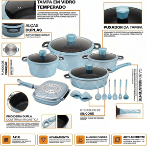 Juego de Ollas de Aluminio Fundido de 14 Piezas de Alta Calidad con Revestimiento Cerámico Moderno, Tapas de Vidrio, Asas Suaves al Tacto y Antiadherentes - Product Image 5