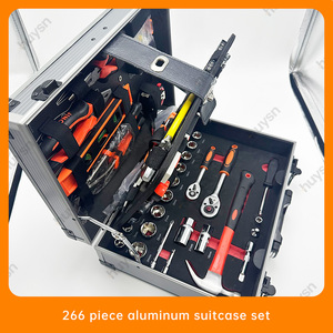 Ensemble d'outils de réparation automatique OEM Portable boîtier en aluminium clés combinées pince Construction en acier au carbone à commande manuelle 266 pièces - Product Image 6