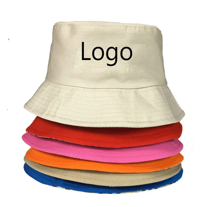 HT-0226 Grosir Topi Katun Visor Topi Ember Bordir Logo Kustom Topi Ember Nelayan Desain Khusus Topi Ember Wanita