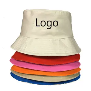 HT-0226 Grosir Topi Katun Visor Topi Ember Bordir Logo Kustom Topi Ember Nelayan Desain Wanita Topi Ember Khusus