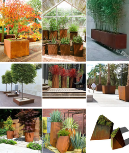 Maceta Redonda de Acero Corten, Ecológica, Resistente a la Intemperie, con Textura Natural Oxidada, para Jardín, Interior/Exterior - Product Image 3