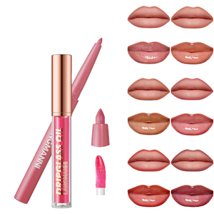 LANGMANNI toptan dudak makyaj nemlendirici kolay boyama su geçirmez kaldırma renkli dudak yağı + lipliner seti - Product Image 5