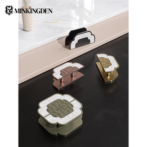 Neuer Chinesischer Schlafzimmertürgriff Luxuriöses Perlmutt-Einlege-Design Massives Messing Geteilte Rosetten-Garnitur Maßgefertigte Schrank- und Kleiderschrankknöpfe - Product Image 5