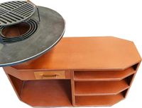 Barbecue au bois en acier corten robuste et personnalisable avec étagères de rangement multi-niveaux pour le jardin