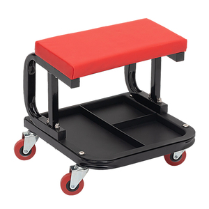 Sgabello da Meccanico con Ruote per Riparazione Sottoscocca Auto, Seduta Imbottita in PU, Vassoio Portautensili Diviso, Sgabello da Garage - Product Image 6