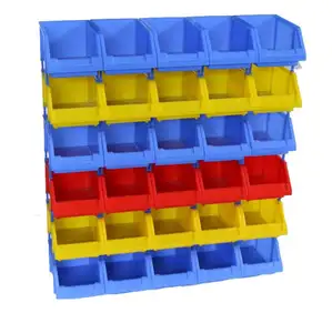 Hang and Stack Bin Front Loading Stackable Plastic Bins for Storage Organizing Tools