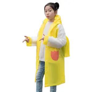 儿童透明雨衣紧急可重复使用外套儿童雨衣雨披，带兜帽和包座