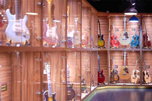 Abestar — grand présentoir mural en bois pour <span class=keywords><strong>guitare</strong></span>, à éclairage personnalisé, étagère en verre, salon de musique - Product Image 5