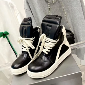 Chaussures de créateur RO Triangle à semelle épaisse pour couple, en cuir véritable, rehaussantes, décontractées, respirantes et imperméables - Product Image 1