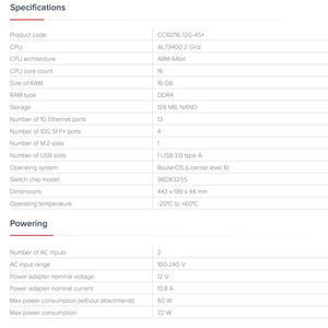 Routeur Cloud Mikrotik CCR2116-12G-4S+ POE avec commutateur 24 ports 420 Gbps - Product Image 4