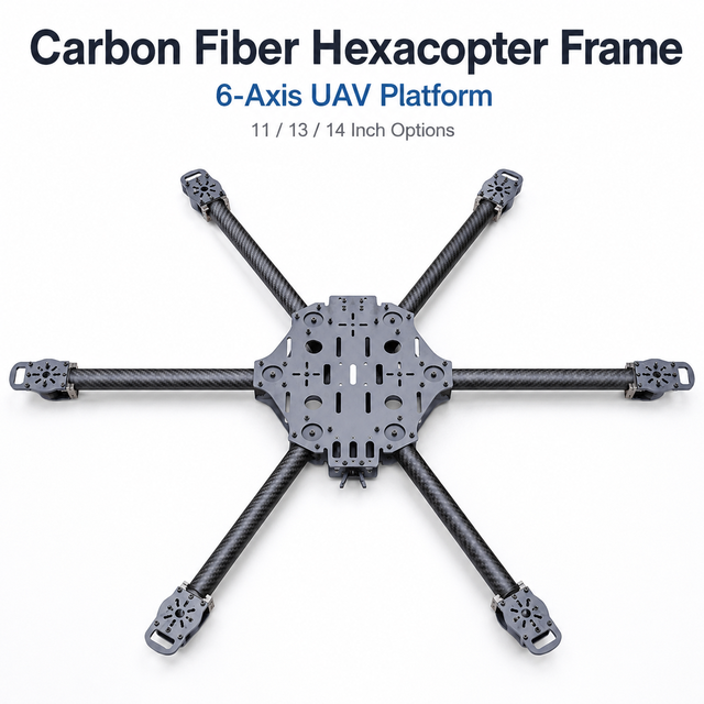 Private Label Hexacopter Frame Manufacturer 3K Twill CNC Machined with Tube Arm 6 Axis Rigid Aerospace Hexacopter Frame