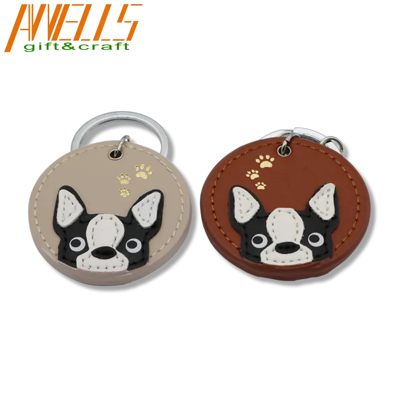 Customized Engraved Logo Leather Keychain Bag Charm Cute Leather Bag Charm Animal Keychain Handbag Accessories for Women Girls