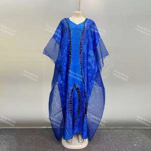 女性用プラスサイズDashiki新デザインエスニックアフリカンファッションプリントローブウエスト調整重工業用テンパメントガーゼ - Product Image 5