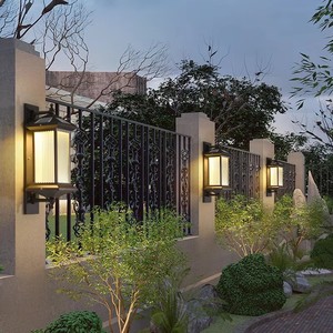 Lampes murales solaires en aluminium, super lumineuses, étanches, pour l'extérieur, porte d'entrée, villa, balcon, nouveau style chinois rétro - Product Image 3