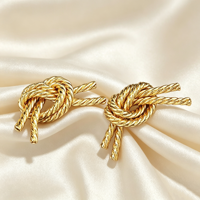 Boucles d'oreilles en fil torsadé pour femmes, plaqué or 18K, argent sterling 925, hypoallergénique, irrégulier