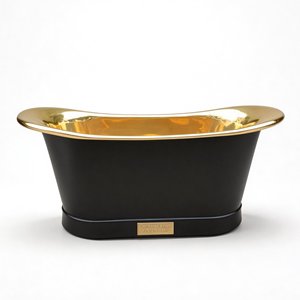 Baignoire autoportante de luxe sur mesure en acier inoxydable 316, finition noir <span class=keywords><strong>carbone</strong></span> et or champagne poli, épaisseur 14 gauge, avec drain pour salle de bain de villa - Product Image 4