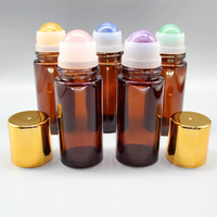 10ml 30ml 50ml Bouteille en verre vide Bouteille d'huile essentielle transparente Unique avec bille roulante en pierre précieuse de quartz