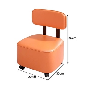Tabouret à roulettes et dossier en cuir PU imperméable, avec roues silencieuses, pour le nettoyage des joints, les salons, la crèche, tabouret de travail mobile et portable - Product Image 5