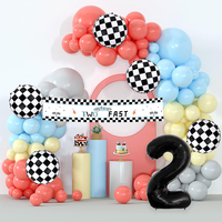 Ensemble de 137 ballons de course automobile noirs pour anniversaire, Thanksgiving, Diwali – Décoration jetable, montage facile, écologique