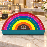 Boîte cadeau personnalisée macaron arc-en-ciel avec logo et inserts, emballage rigide en papier semi-circulaire, vente en gros pour boulangerie, faveurs de mariage et de fête