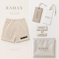 Shorts en tricot gaufré beige RAMAX 220GSM, respirants, avec logo 3D en silicone, streetwear, shorts de sport, shorts de basket-ball pour hommes, fabrication en usine
