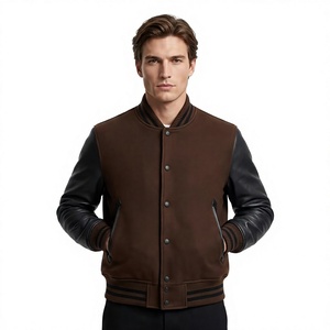 Custom Varsity College Baseball Jacket Men's Polyester/Cotton Casual Embroidered Breathable Genuine Leather Shell Winter OEM - Product Image 1