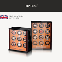 Remontoir de montre automatique de luxe MINEESI personnalisé à 12 emplacements, écran tactile, laque noire piano, intérieur en cuir PU, protection intégrée
