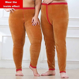 Haute peluche couleur unie hiver King Size polaire Leggings chaud velours collants collants personnes obèses Extra <span class=keywords><strong>grande</strong></span> <span class=keywords><strong>taille</strong></span> polaire pantalon - Product Image 3