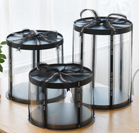 Matériel rond Transparent en PET de qualité alimentaire, 4 6 8 10 12 pouces, nouveau emballage rond en plastique pour gâteau, rond et Transparent en PET
