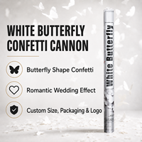 Canon à confettis blanc personnalisé en forme de papillon, lance-confettis manuel pour la décoration de mariage, vente en gros