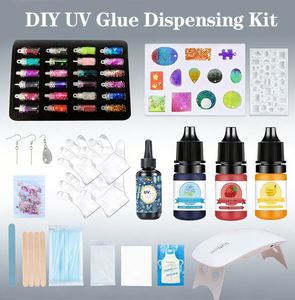 Kit de Bijoux Professionnel en Résine UV DIY, Époxy Transparent Dur à Durcissement Rapide, Moules en Silicone, Pendentifs, Boucles d'Oreilles, Porte-clés, Feuille de Paillettes - Product Image 2