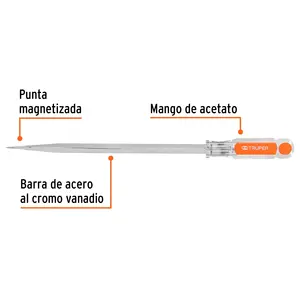 BOX 6 Tournevis à tête plate 3/8 x 10' avec manche en acétate à tige carrée - Product Image 1
