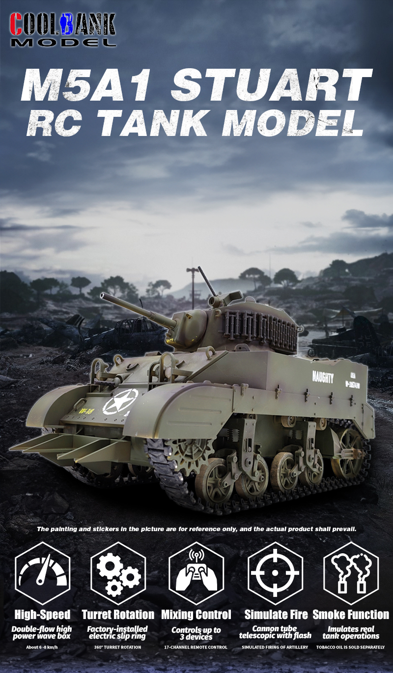 COOLBANK 1/16 Scale M5A1 Stuart Light Army Tank RC Model