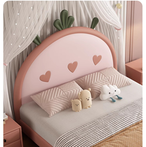 Moderno e minimalista fragola letto per bambini per ragazze 1.5m letto singolo nuovo <span class=keywords><strong>Design</strong></span> carino in pelle principessa in legno per bambini letto - Product Image 6