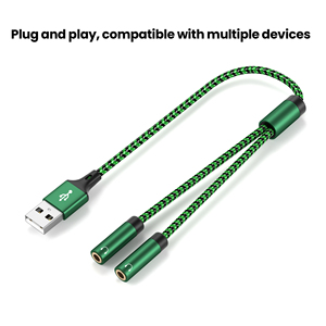 <strong>USB</strong>-A Male to Two <strong>3</strong>.5mm AUX Female <strong>Audio</strong> Splitter, Dual-Person Headphone Music Sharing Connection Cable - Product Image 4